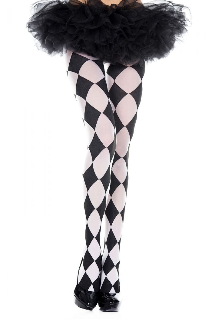 Music Legs Black-and-white-diamond-print-spandex-pantyhose  Halloween 2018 | Pantyhose Library